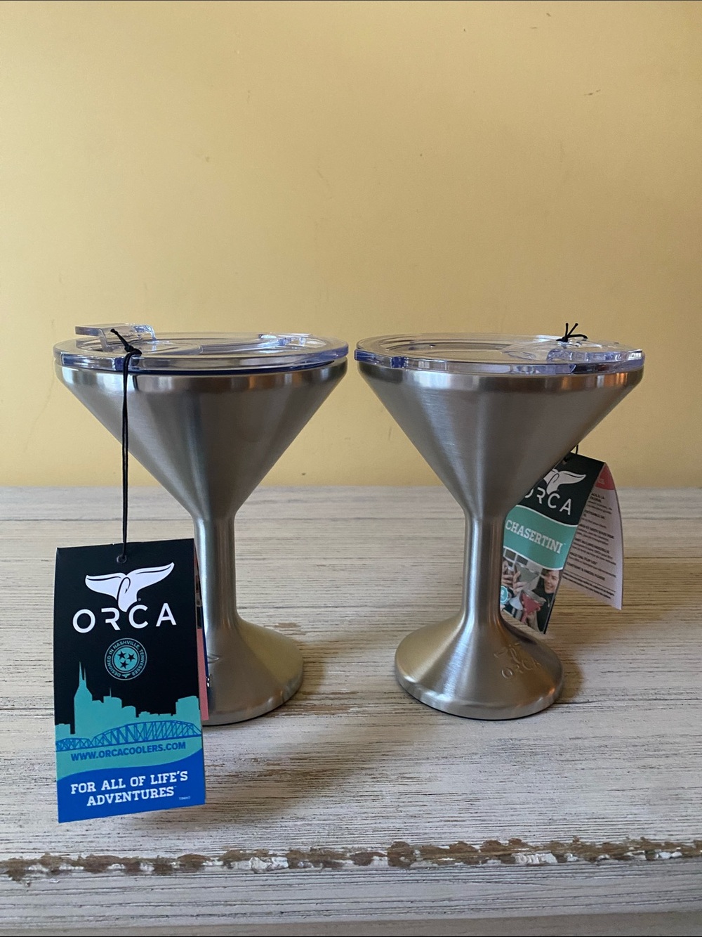 Orca Stainless Steel Martini Glasses - Brushed Silver (Set of 2)